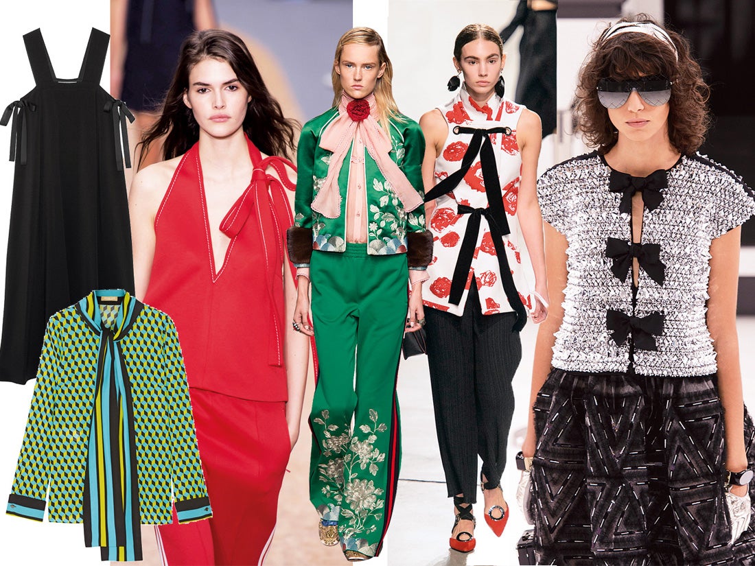 En la cintura, al cuello, en el hombro, diminutos, XXL... Tu fondo de armario está a punto de ser asaltado por prendas cuajadas de lazos (porque no solo de estampados florales vive la primavera). Herederos de los que Gucci y Chanel usaron en su colección crucero, las lazadas son la nota de romanticismo que necesitas para enamorarte de la primavera. (Helmut Lang, Michael Kors, Chloe, Provenza Schouler, Chanel)