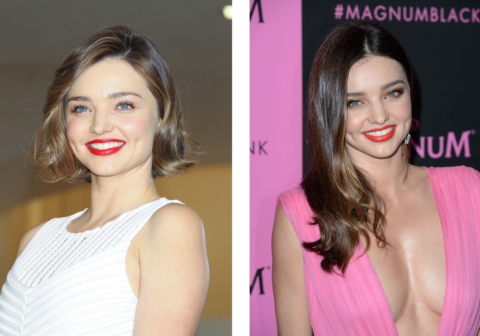 La súper modelo australiana ha sido una de las últimas famosas en cambiar de look. Miranda Kerr ha dejado atrás su melena larga y ha adoptado un bob por la nuca, ligeramente capeado y ondulado en las puntas. Su color es el bronde (ni rubio ni castaño) con las puntas más claras.