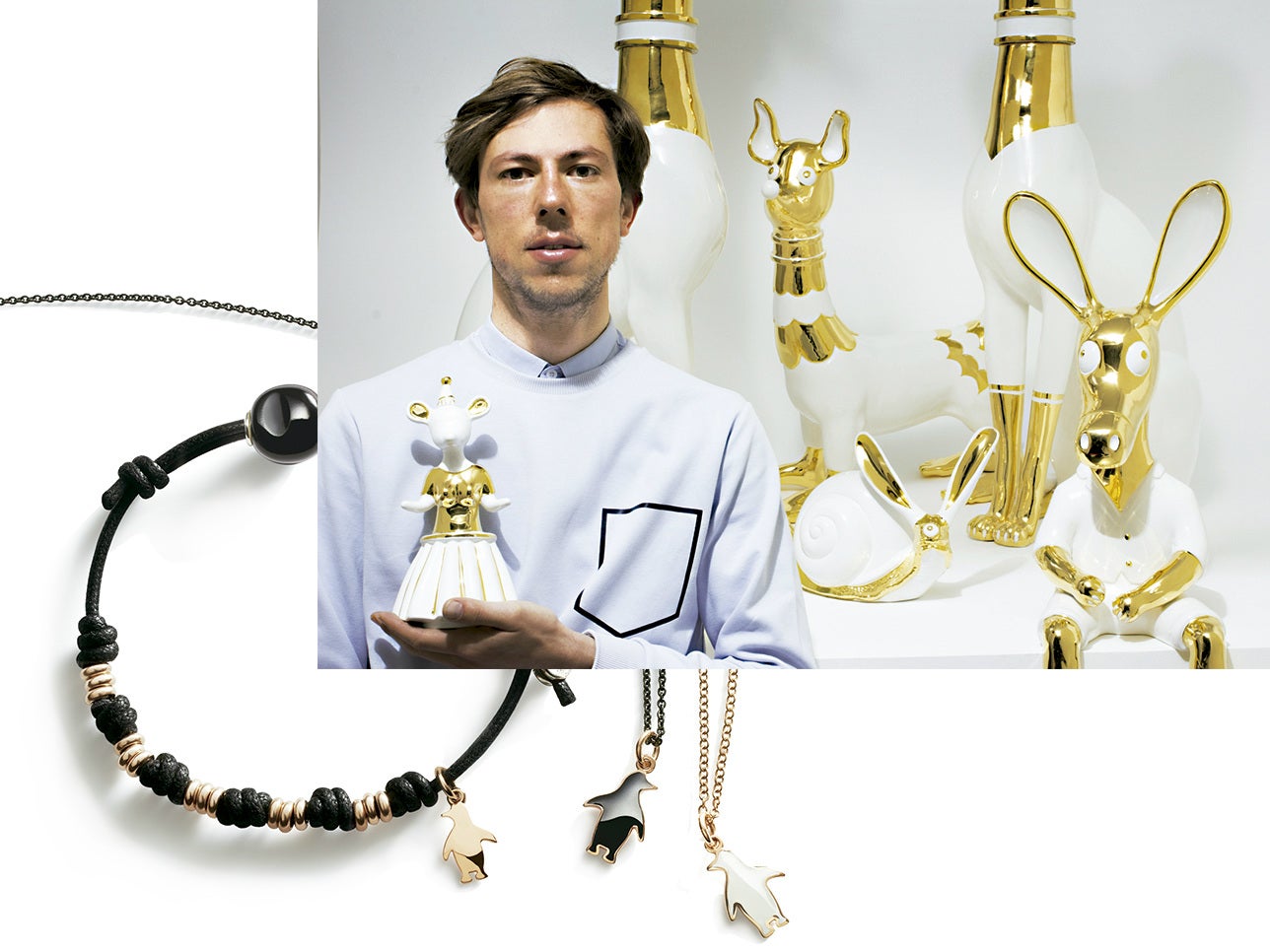 El artista Matteo Cibic acaba de presentar una original colección de porcelanas inspirada en los animales característicos de los diseños de joyería de la firma Dodo. Aunque las creaciones de Cibic no siguen al pie de la letra las líneas de los colgantes de Dodo, sí mantienen el mismo espíritu irónico y se basan en los mismos tres pilares: amor, amistad y suerte.