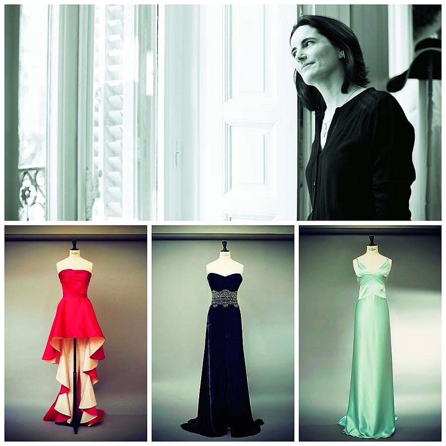 Sus abuelos abrieron el taller en Madrid en 1956 y su madre tomó el relevo en 1970 y acrecentó el prestigio de sus trajes de novia. Ahora Isabel Basaldúa presenta la primera colección de vestidos de fiesta, en la que no falta el top de primavera: el vestido lencero. (Tres diseños de la primerab colección de noche; Isabel Basaldúa, en su taller de Madrid.)