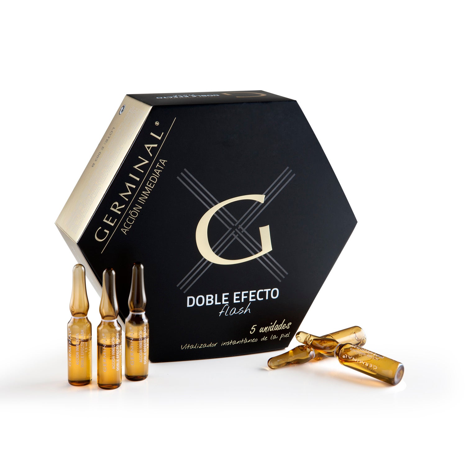 Germinal Acción Inmediata Doble Efecto Flash. Minimiza la apariencia de arrugas y líneas de expresión, realizando un efecto lifting exprés. La alantoína y bisabolol, presentes en la fórmula, aportan agua y nutrientes para que la piel luzca saludable. Y el extracto de ginseng revitaliza, para que parezca que has descansado 8 horas. (19,91€).