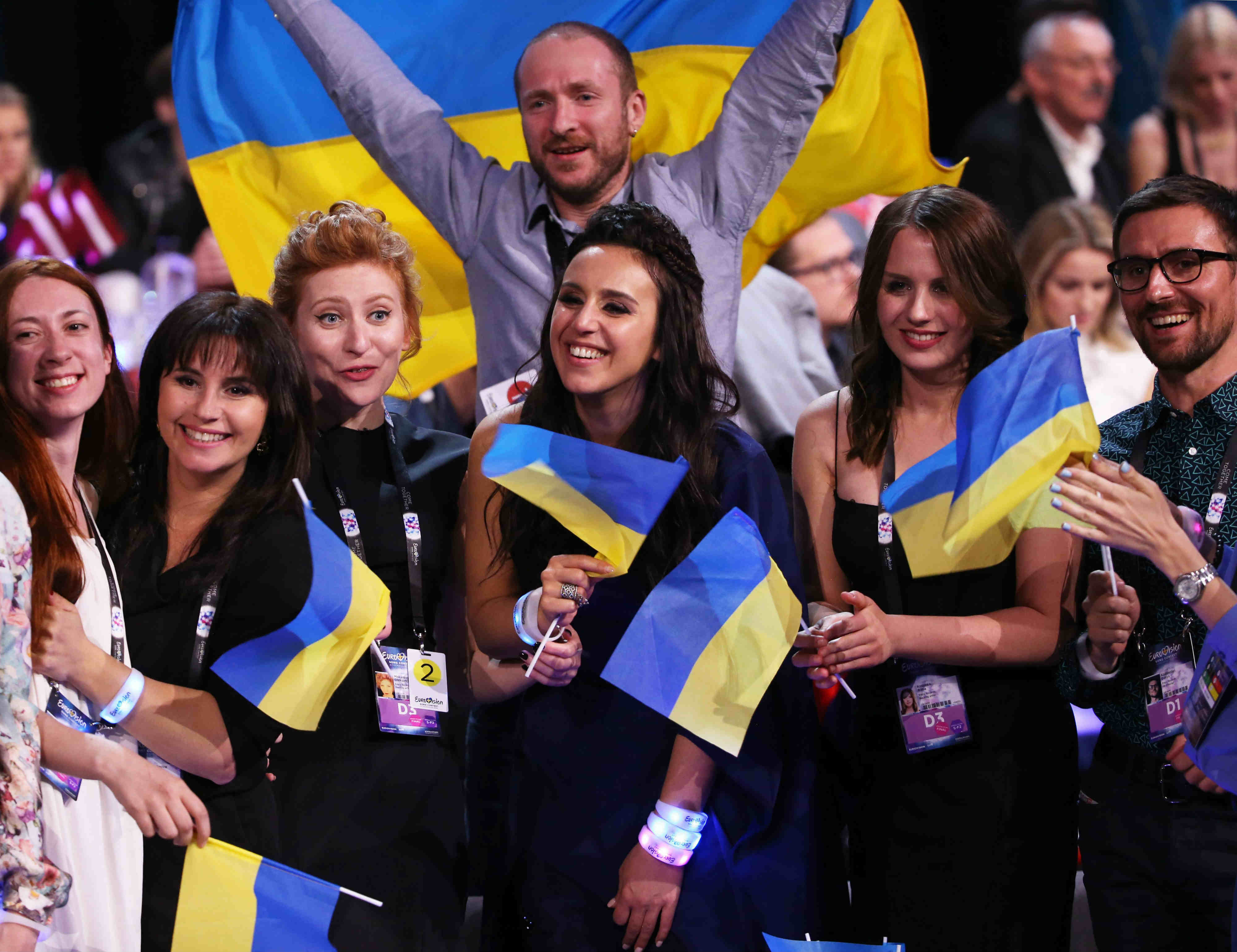 Ucrania ganaba gracias a los votos de los espectadores y así recibían la noticia durante el reparto de los votos.