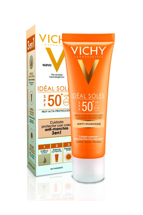 Protege la piel del foto-envejecimiento, atenuando las manchas ya visibles y combatiendo la formación de otras nuevas mientras aportas un toque de color al rostro. Incorpora un complejo equilibrante anti-sebo y anti-brillos que reduce el tamaño de los poros y perfecciona la piel. (22€).