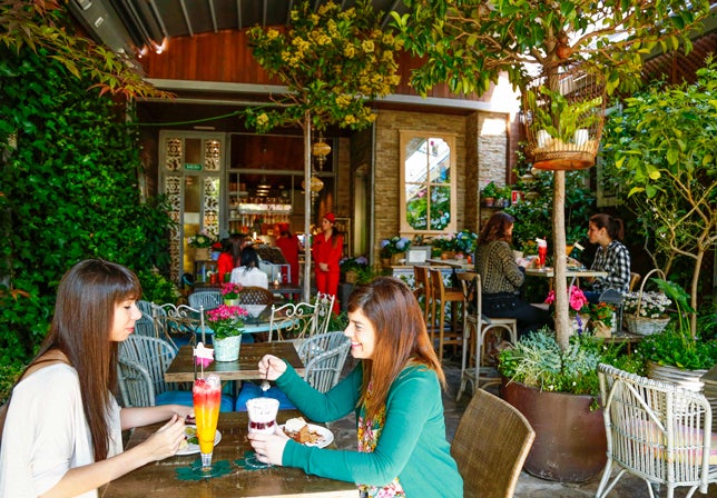 En la cuarta planta de la tienda de Montera 37 de Salvador Bachiller se alza un jardín al aire libre repleto de plantas y flores frescas, con una exquisita decoración y una inigualable carta de cócteles, meriendas y dulces en el que se antoja como uno de los mejores oasis desde donde contemplar el cielo de Madrid.