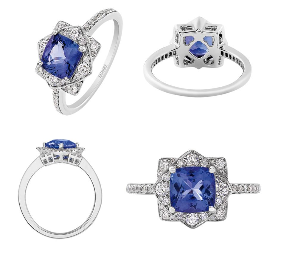 Saint Maxime, el enclave francés donde se desarrolla la película de Woody Allen Magia a la luz de la luna, sirve de inspiración para la nueva colección de Suarez para novias. La firma incorpora color a sus joyas nupciales por primera vez, con tanzanitas, morganitas y aguamarinas, como esta sortija con tanzanita y brillantes (1.780 euros).