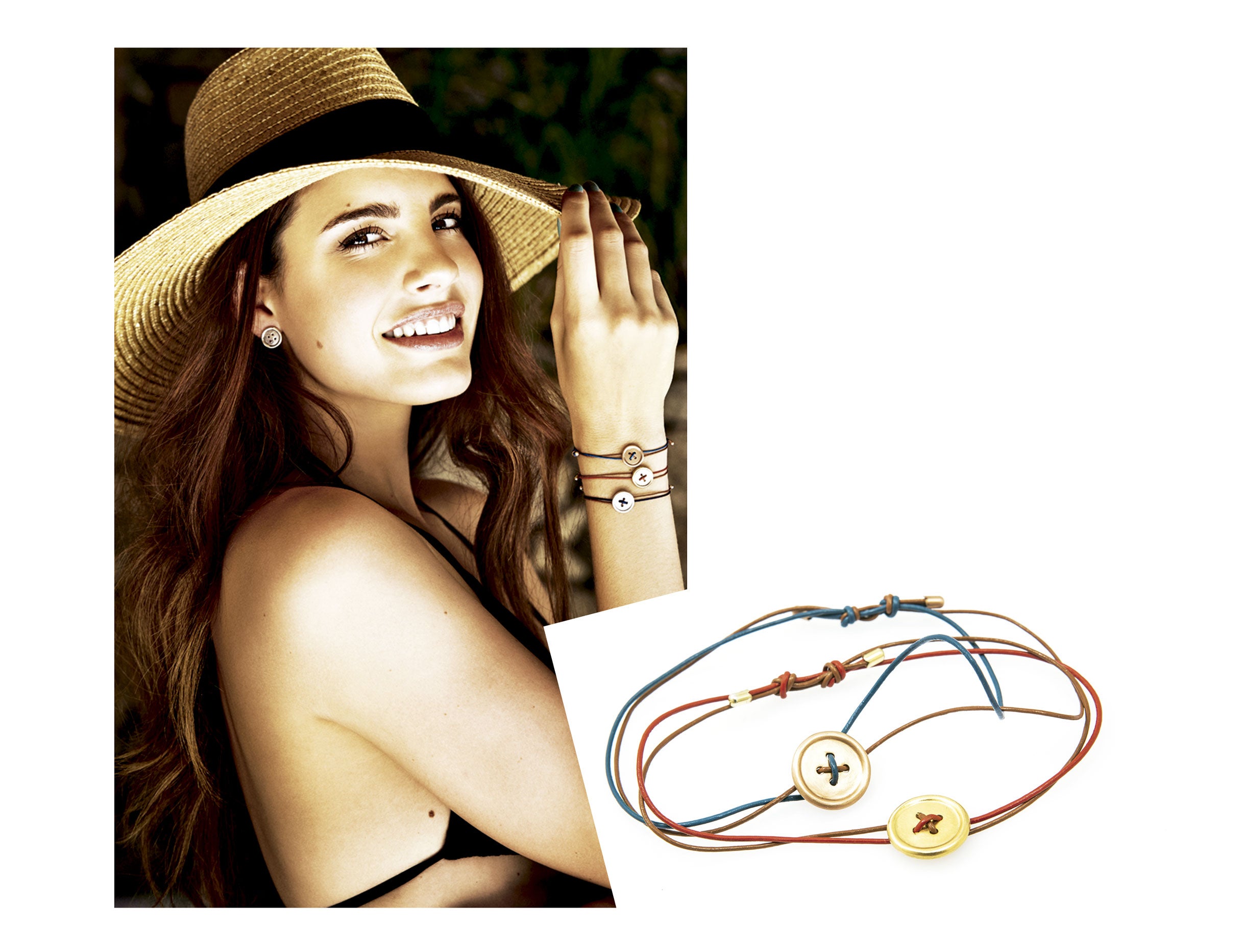 Turquesas, ámbar, oro... La mezcla de materiales y la personalización hacen de cada pieza de Eme jewels algo único. Desde las más sencillas (como estas pulseras de botón), hasta las más elaboradas. Puedes elegir sus ediciones limitadas o hacer la tuya por encargo. www.emejewels.com