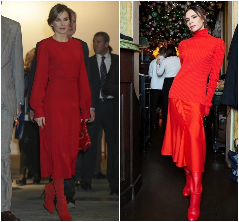 Al ver el look elegido por Victoria Beckham en un evento celebrado en una de sus tiendas de Londres, tuvimos un 'déjà vu' que nos hizo viajar desde la capital británica a la inauguración de ARCO en Madrid el pasado mes de febrero... La Reina Letizia había llevado uno prácticamente igual.  Los detalles de los dos, aquí .