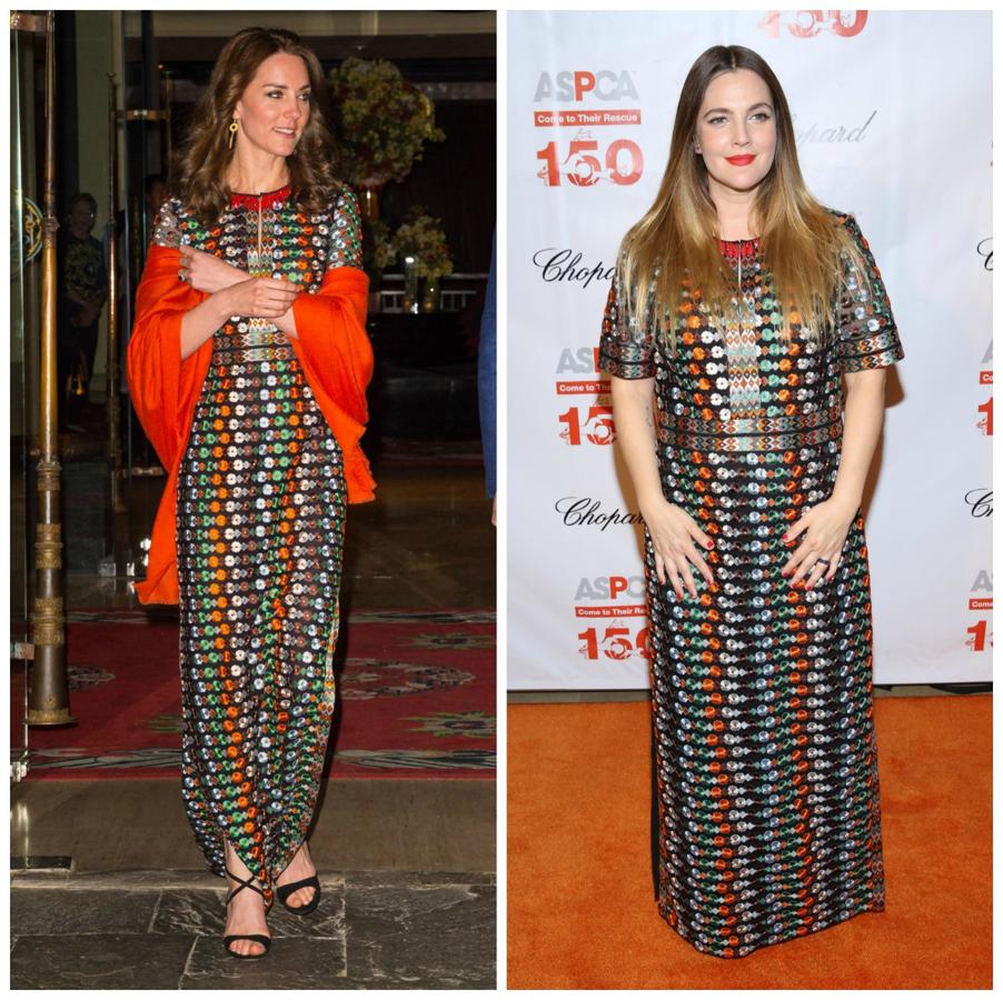 Un vestido bordado de inspiración oriental de Tory Burch, y dos mujeres completamente diferentes. Objetivamente, le sienta mucho mejor a Kate Middleton, que además lo luce de maravilla con ese chal.