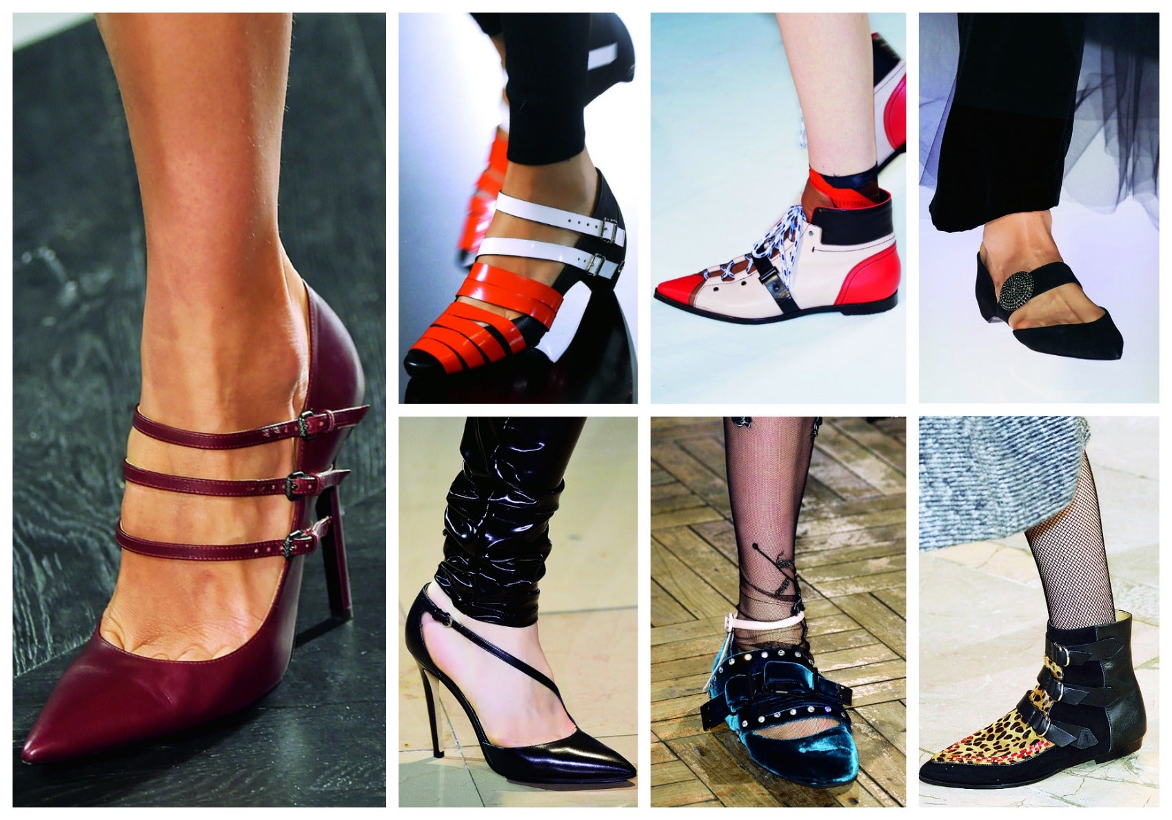 No hay desfile que se precie que no haya presentado calzado con tiras cruzadas al empeine. Sea en forma de botas todoterreno, bailarinas clásicas, mocasines de aire futurista o salones de cóctel; y sea con una, dos, tres o más tiras, los zapatos con pasada y pulsera dan el salto de la indumentaria infantil y folclórica para instalarse entre las tendencias más rotundas de la temporada. No será por variedad... (Altos, bajos, de fiesta o de diario, las pasarelas se han llenado de zapatos con pasada. Bottega Veneta, Courreges, A. Vaccarello, Emilio Pucci, G. Armani, Nº 21, Isabel Marant)