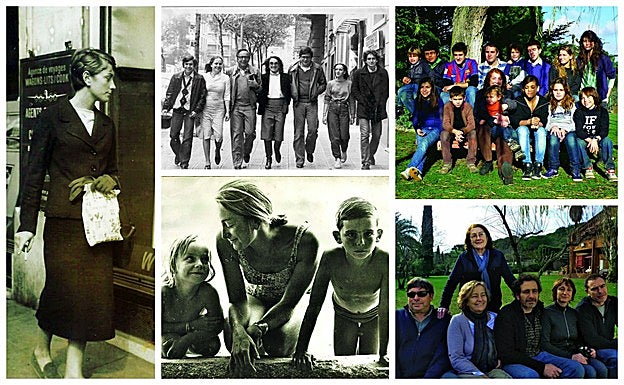 En los años 70, cuando fundó la editorial La Gaya Ciencia. / Con sus hijos Edu y Anna en Cadaqués, en 1962. / A finales de los 50 y principios de los 60. / Con 14 de sus 17 nietos. La serie Una abuela de verano (2005) se inspiraba en su experiencia. / Con sus cinco hijos.