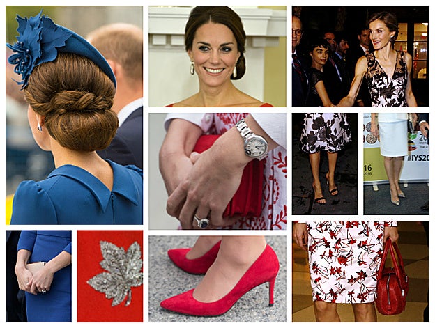 Detalle de los complementos de Kate y Letizia durante sus viajes.