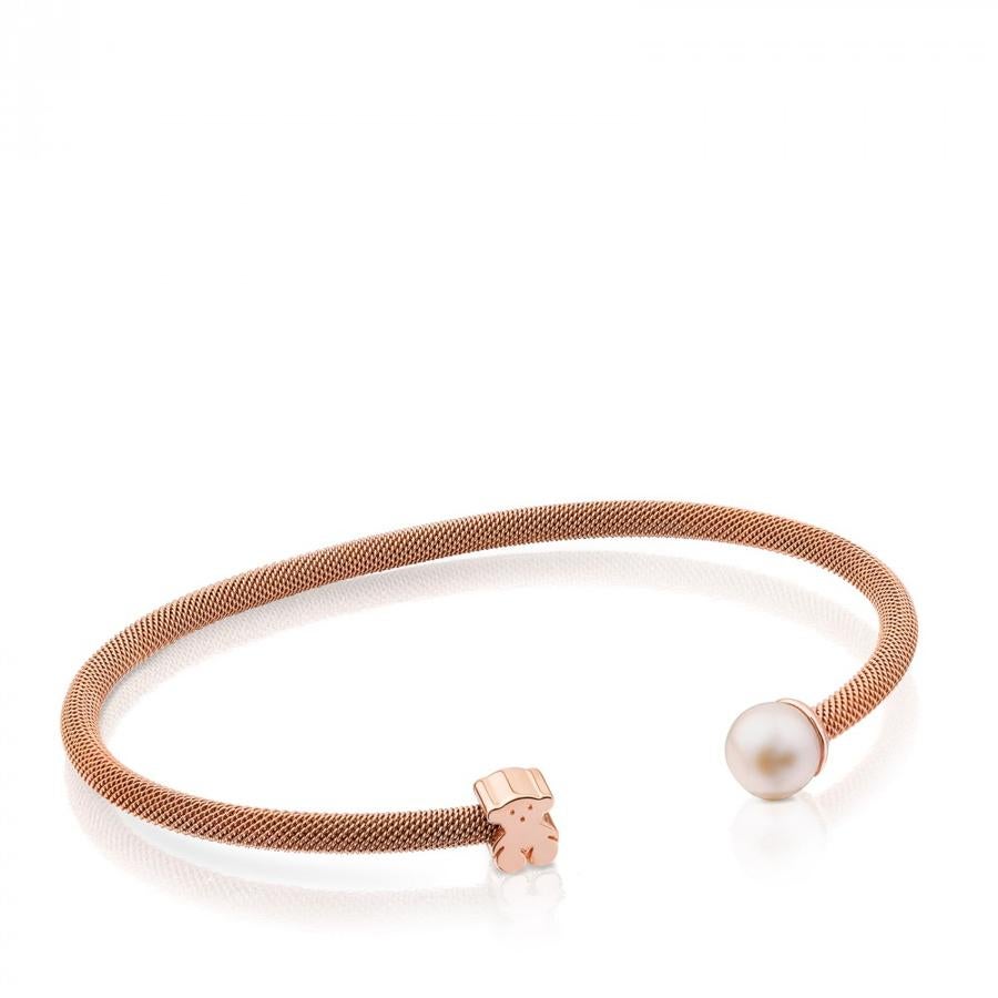 Pulsera con perla y oro rosa.