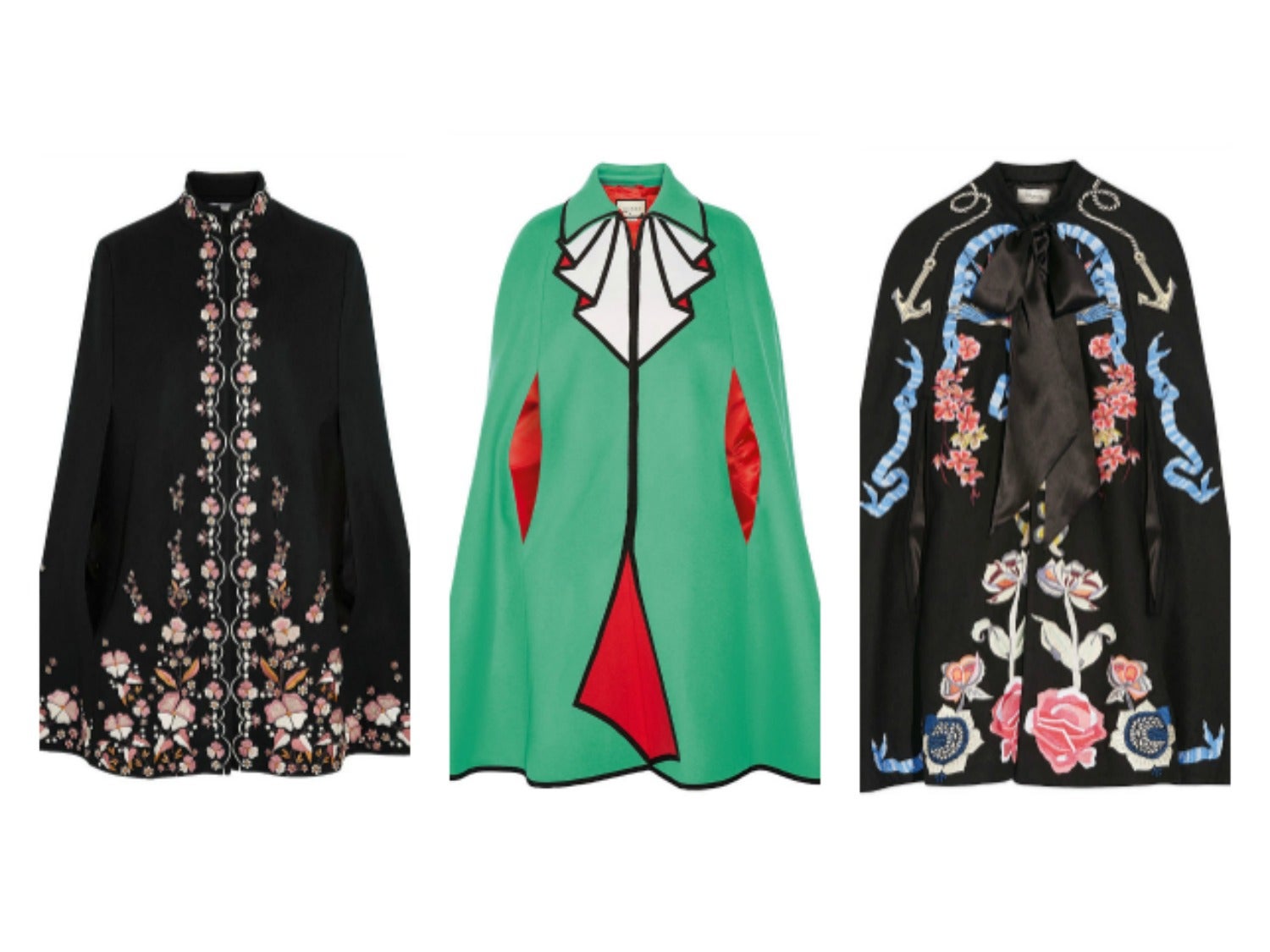 Las capas de esta temporada, lejos de ser piezas pesadas y oscuras, son auténticas obras de arte. Bordados exóticos, lazos de raso, trampantojos... los motivos más barrocos adornan esta prenda de abrigo cargada de movimiento. Pero atenta al dress code que triunfa: con pantalones fuseau y zapatos de tacón o bien con botas de terciopelo muy por encima de la rodilla.