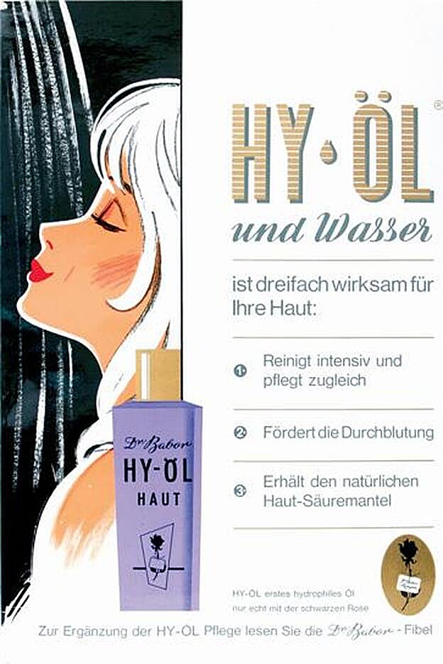 Así se anunciaba el limpiador Hy-Öl de Babor cuando nació hace más de 60 años.