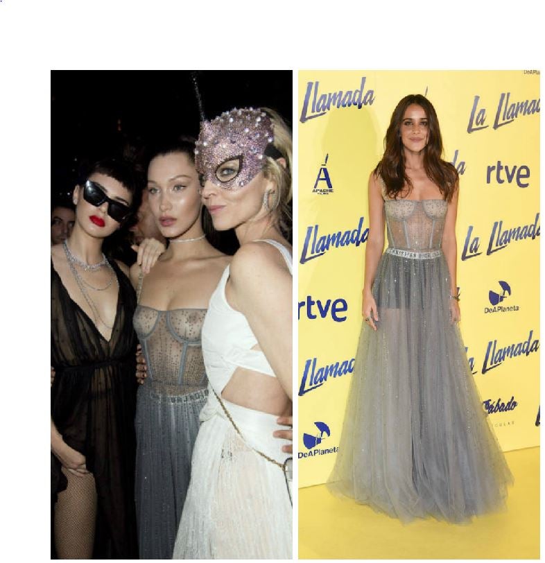 Cuando alguien como Bella Hadid luce un espectacular vestido, supone un gran reto 'fashion' copiarle el look porque las comparaciones se convierten en inevitables. Unos meses después de que la modelo acudiera a la Grand Ball de Dior en París, Macarena García apostó por un diseño similar en la 'premiere' de 'La llamada' en septiembre de 2017. Eso sí, Macarena fue más recatada y obvió las transparencias en el pecho.