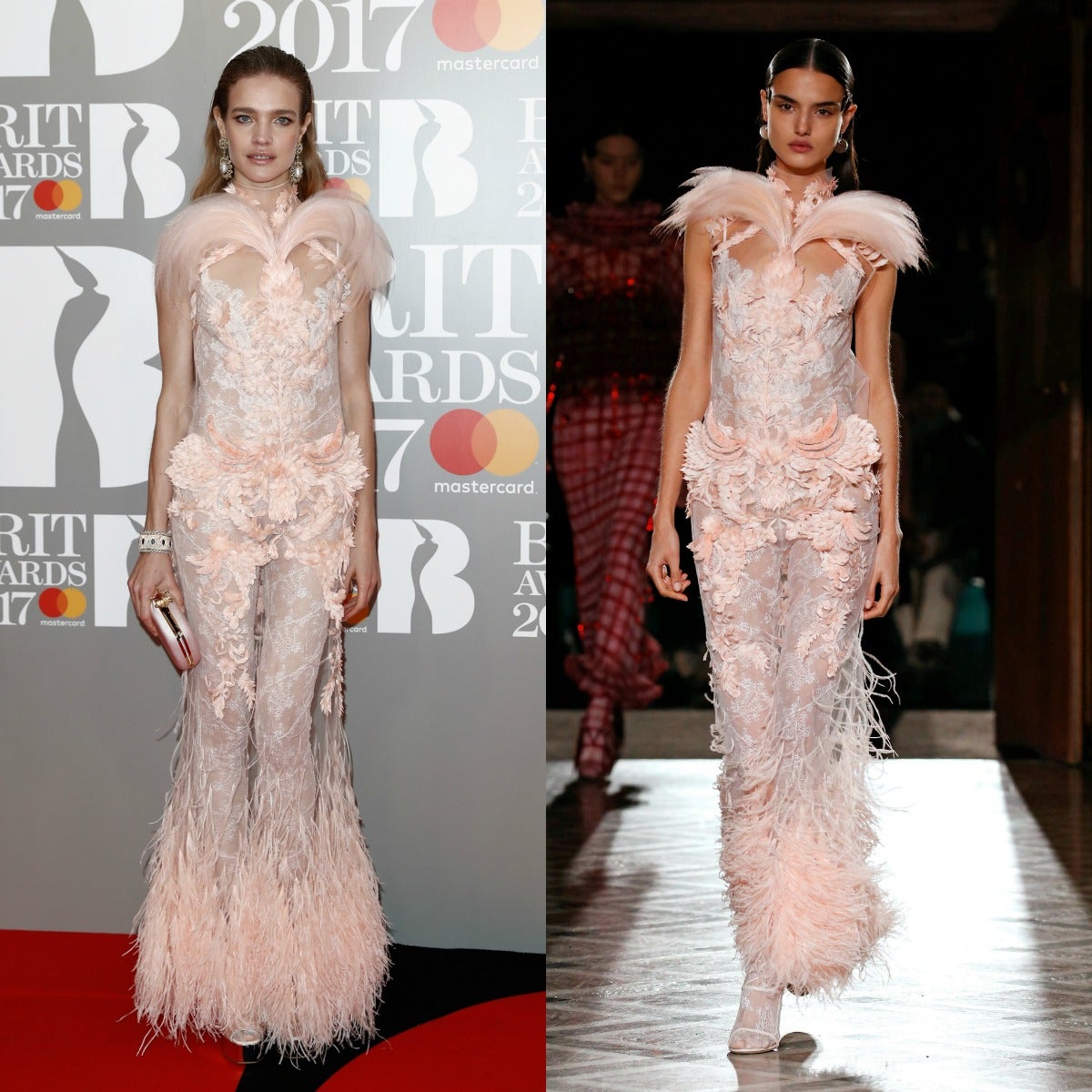Blanca Padilla fue la primera en llevar este espectacular diseño de Alta Costura en el desfile de enero de 2017 de Givenchy, que cerró la española. Algo menos de un mes después, Natalia Vodianova lo lució en los Brit Awards.
