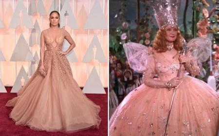 El look de Jennifer Lopez fue de lo más polémico: coincidió con el Elie Saab que Luciana Duvall, esposa del director Robert Duvall, y se la comparó con el hada buena de El mago de Oz.
