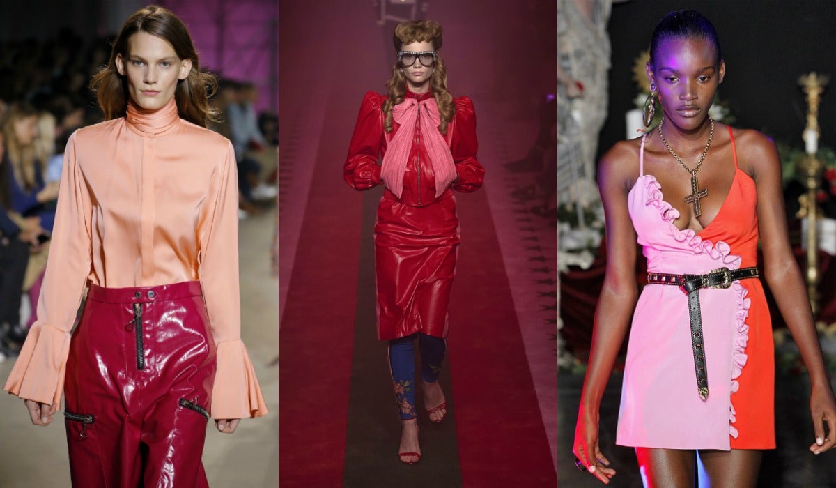 Rosa y rojo, una mezcla tan imposible que siempre ha sido casi un pecado combinarnos hasta ahora. Fausto Puglisi (1), Gucci (2) y Ellery (3) se han atrevido a mezclarlos y el resultado no está nada mal.