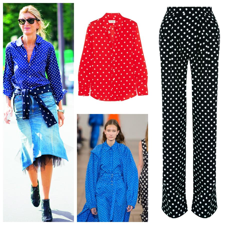 Los lunares se resisten a perder poder en la tendencias de primavera. Son, de hecho, protagonistas de múltiples propuestas de pasarela y de sus réplicas en la calle. Blusas, vestidos, chaquetas y pantalones para llevar a diario de manera informal, nunca de fiesta. Saint Laurent, Christian Wijnants, Michael Kors.