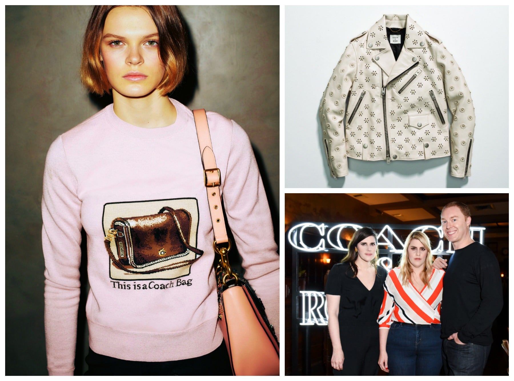 Stuart vevers y rodarte (las hermanas Kate y Laura Mulleavy) han sumado su talento para crear una colección cápsula para Coach. Las cazadoras y bolsos de piel, con joyas superpuestas y diseños exquisitos son los protagonistas de esta colección que aúna el romanticismo cool californiano de Rodarte, con la estética del Medio Oeste que Vevers está explorando desde que llegó a la firma neoyorquina. Un mash-up de influencias que gira en torno al lema de una publicidad de los 70: "This is a Coach Bag", que aparece de forma irónica sobre jerséys y sudaderas. ww.coach.com (tous, swatch, uterqüe)