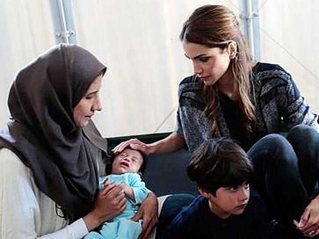 Rania de Jordania, con los refugiados
