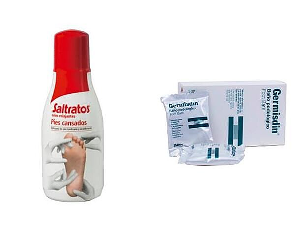 Sales Relajantes Pies Cansados de Saltratos (6,90 euros). Germisdin Baño Podológico de Isdin (8,45 euros).