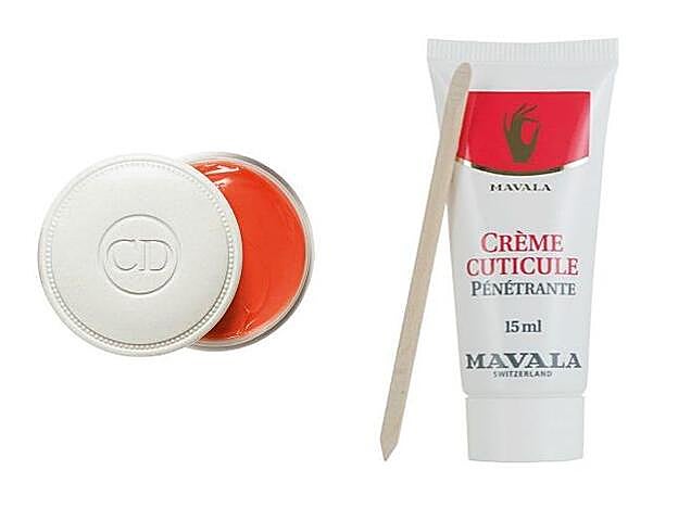 Crème Abricot, crema para uñas y cutículas, de Dior (26,95 euros). Crema Penetrante para cutículas de Mavala (10 euros).
