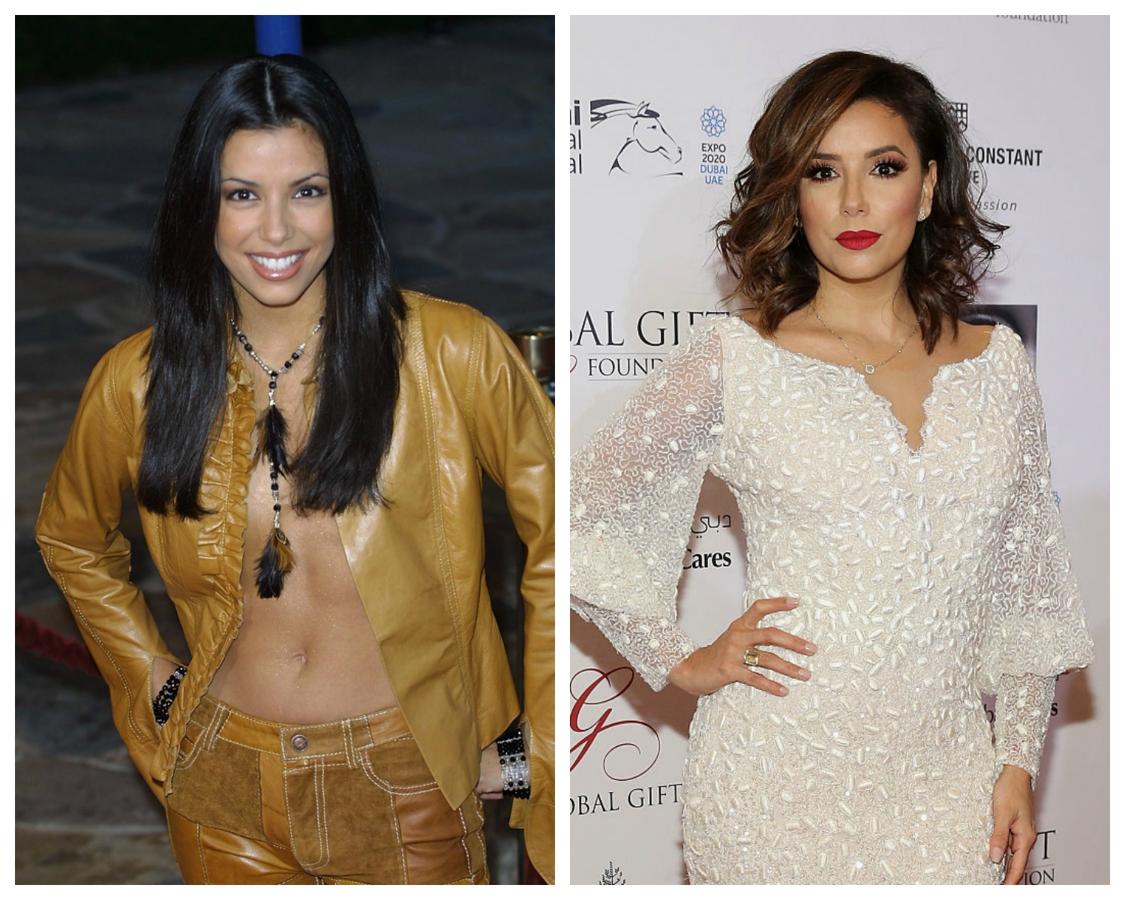 Este es el aspecto de Eva Longoria poco antes de triunfar con la serie 'Mujeres desesperadas'. Delgadita, con cejas muy finas, como se llevaban entonces, y un estilismo bastante peculiar. Los años le sientan de maravilla a la actriz.