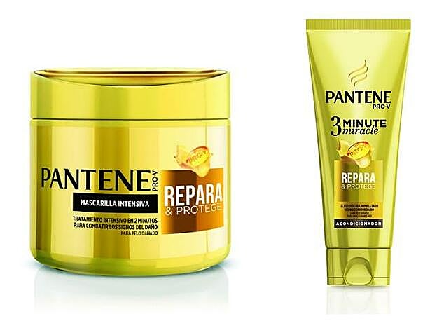 Mascarilla Repara y protege y acondicionador 3 minute Miracle, ambos de Pantene.