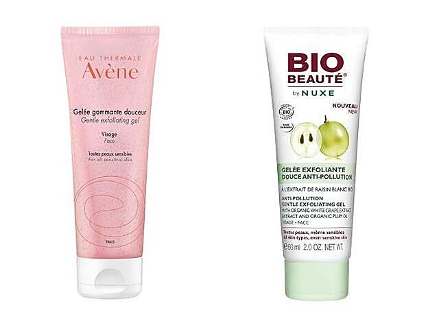 Ultrasuaves. Gel Exfoliante Suavidad para Pieles Sensibles de Avéne (16,81 euros). Gel Exfoliante Suavidad Anti-Contaminación de Bio Beauté by Nuxe (14,90 euros).