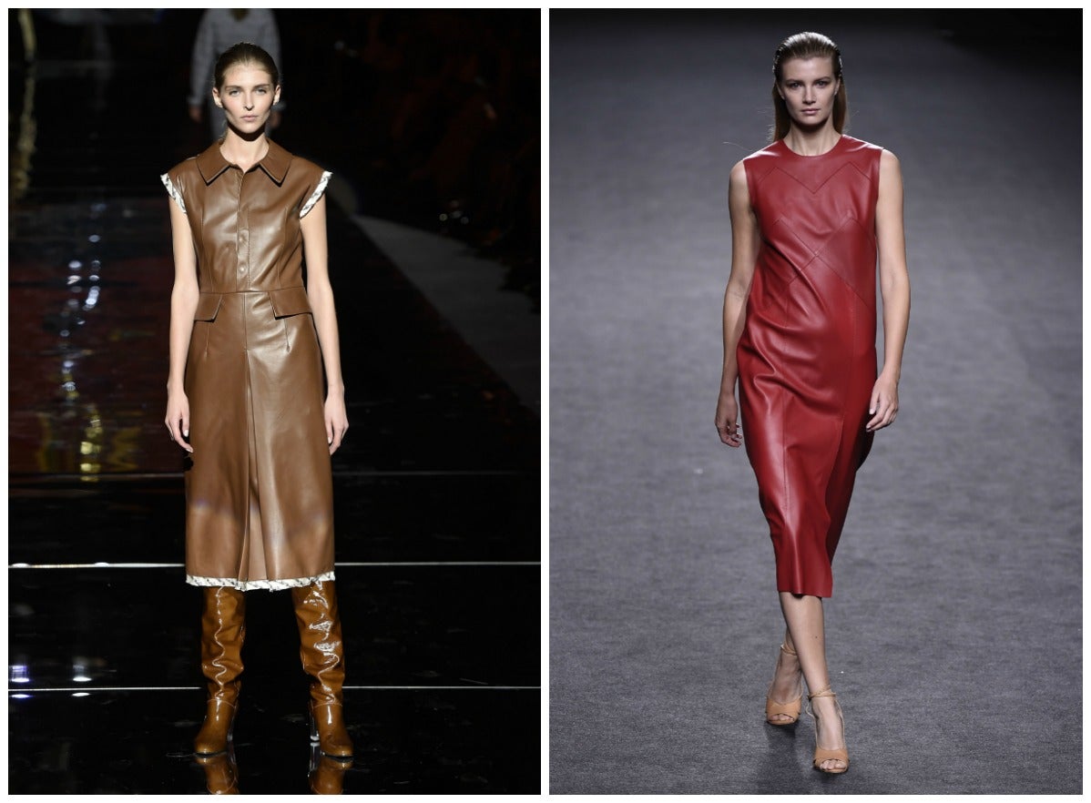 La piel se convierte en segunda piel gracias a los vestidos de Roberto Verino, que diseña vestidos de estilo camisero para este otoño invierno, y Roberto Torretta, en la versión más sencilla.