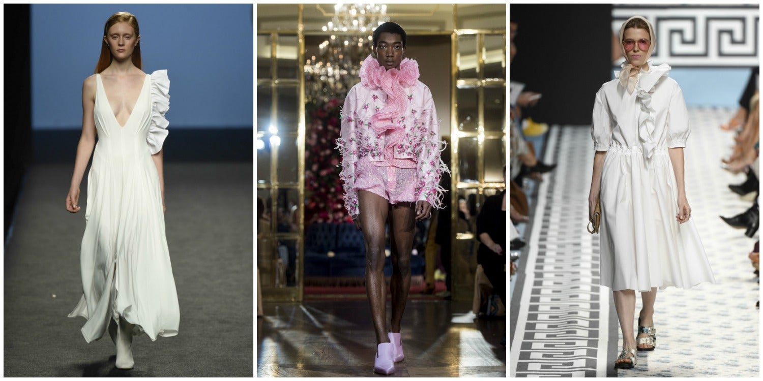Blancos, como los de Menchén Tomàs y Jorge Vázquez, que apostan mucha sofisticación o en versión maximalista como le gusta a Palomo Spain, los volantes de darán un toque arquitectónico (y muy español) a los looks de los meses más cálidos de 2018.