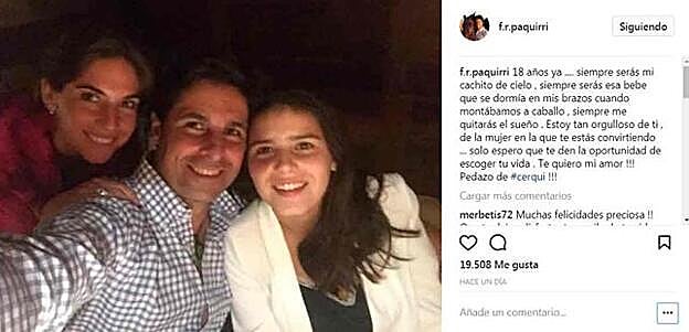 Esta es la publicación de Francisco Rivera con la que felicitaba a su hija delante de sus seguidores.
