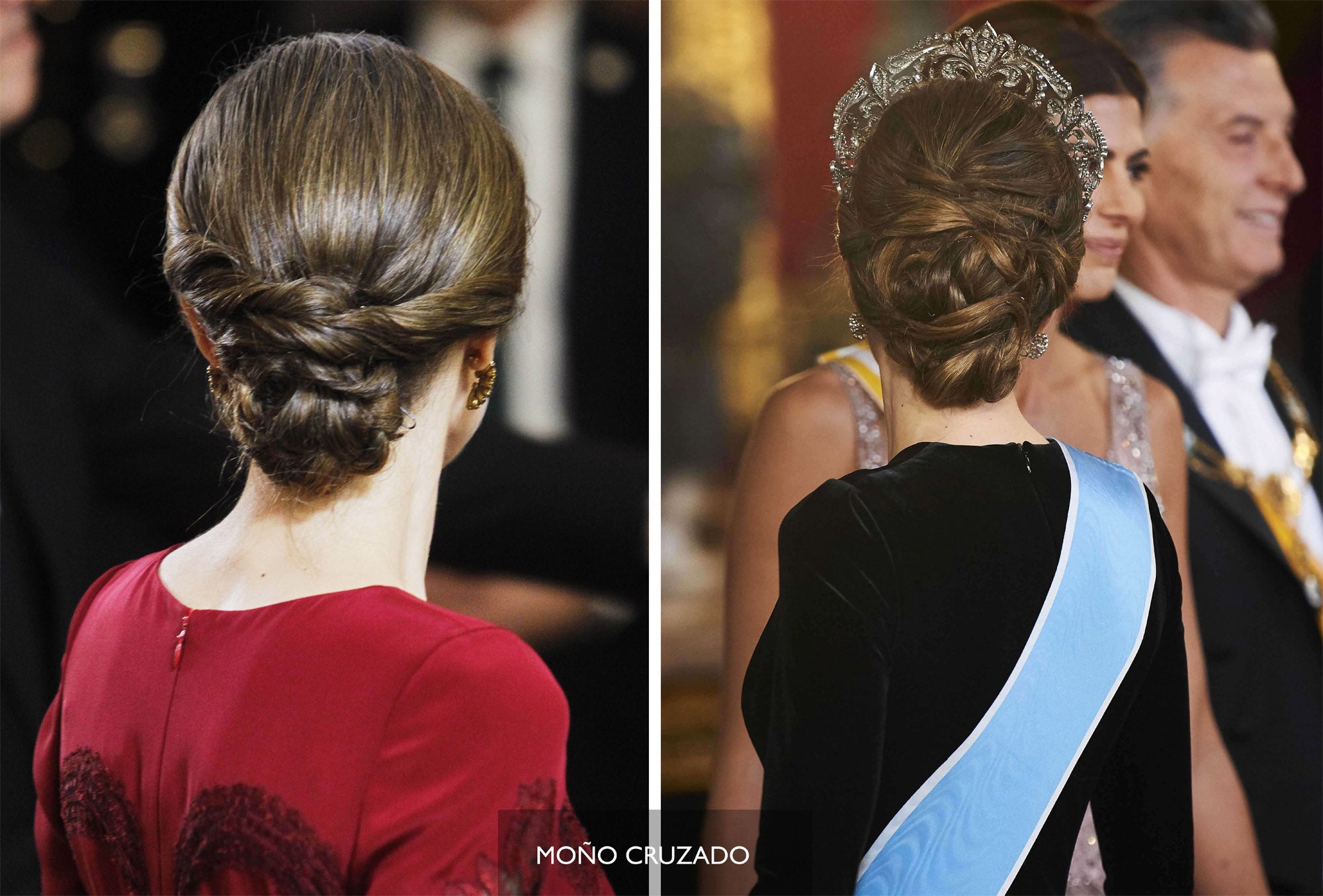Otro de los peinados favoritos de la Reina es el moño cruzado que ha lucido en las citas más importantes.