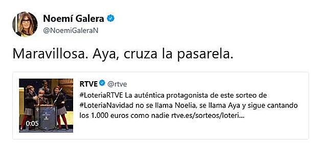 El tuit de Noemí Galera.