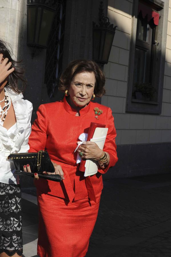 Carmen Franco en el bautizo de Luis y Alonso de Brobón Vargas en 2010.