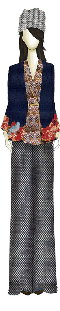 “He combinado esa atmósfera de Cuba y el Caribe con las flores del liberty style. Las uniones de diferentes culturas y símbolos definen mi trabajo”, dice la diseñadora. www.marinarinaldi.com.