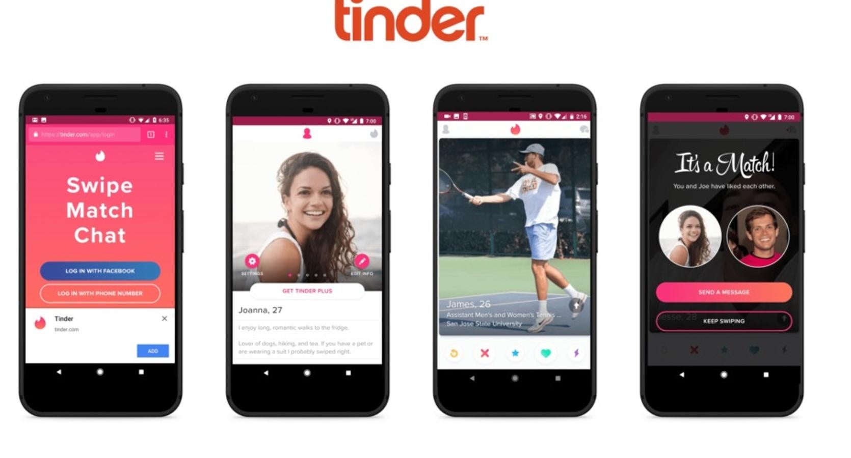 Tinder es fácil de utilizar, intuitiva y rápida. Para darte de alta necesitas tener una cuenta activa en Facebook y es sencillo darte de baja. La app te propone contactos cercanos al usuario y el usuario desliza a un lado o a otro la foto que aparece (la de la cuenta de Facebook) para descartar (de forma anónima) la propuesta o para decir que le gusta. Si coincides con un usuario al que también le gustas, ambos accedéis a un chat privado y ahí comienza el juego.