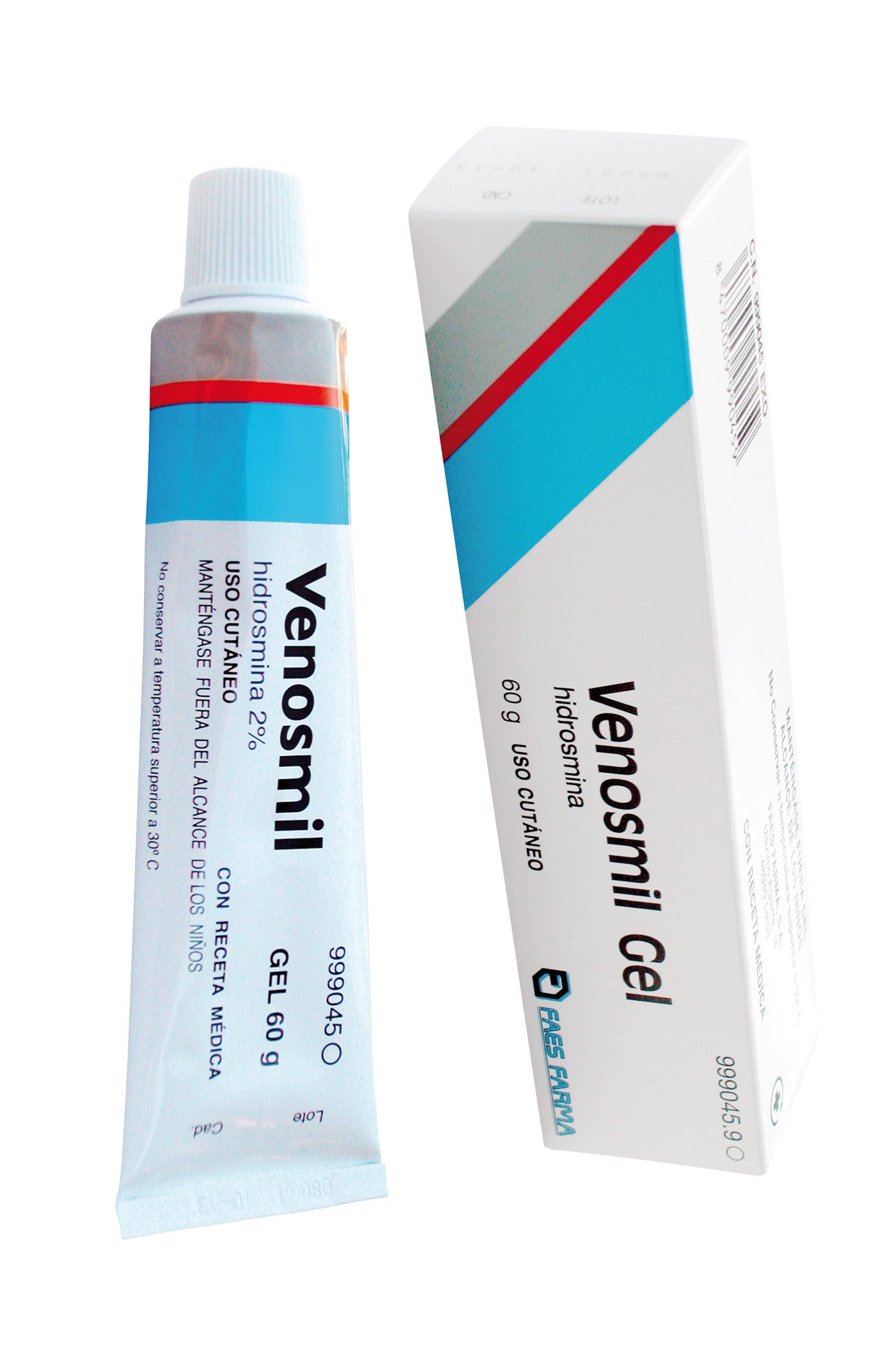 Venosmil de Faes Farma. Contiene hidrosmina como principio activo, para aumentar el tono de las venas y la resistencia de los capilares. Eficaz contra piernas cansadas. (8,30€)