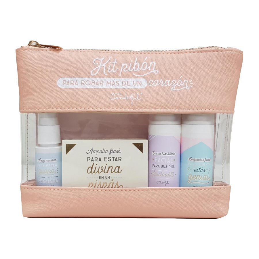 Kit pibón facial de Singuladerm by Mr. Wonderful. Incluye limpiador facial, crema hidratante, ampolla flash y agua micelar. (29,90€)