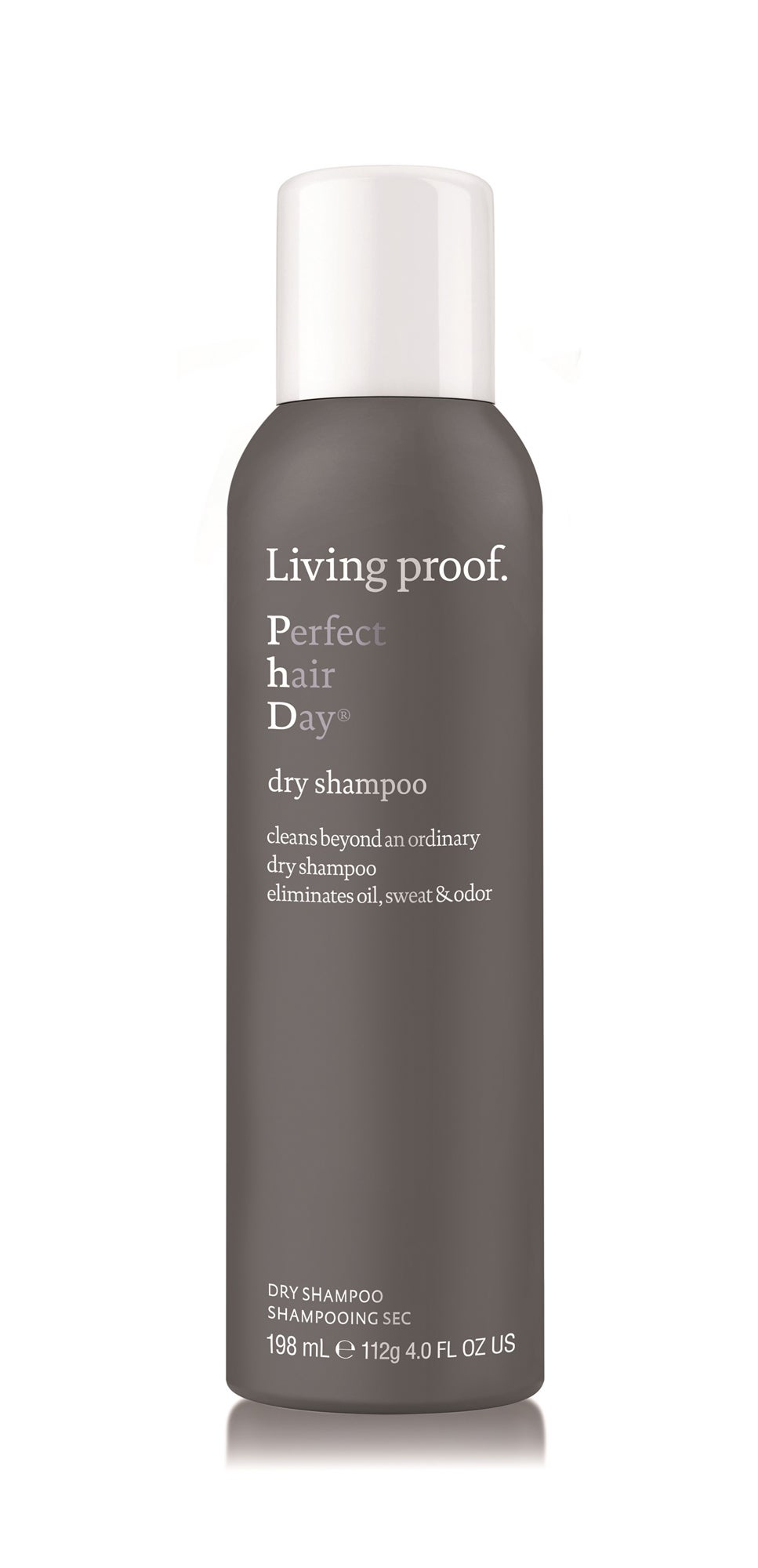 Champú en seco Perfect Hair Day de Linving Proof. Absorbe al instante, no solo la suciedad y el aceite, también el sudor y el olor. Sin sulfatos, sin silicona, sin parabenos. (22€)