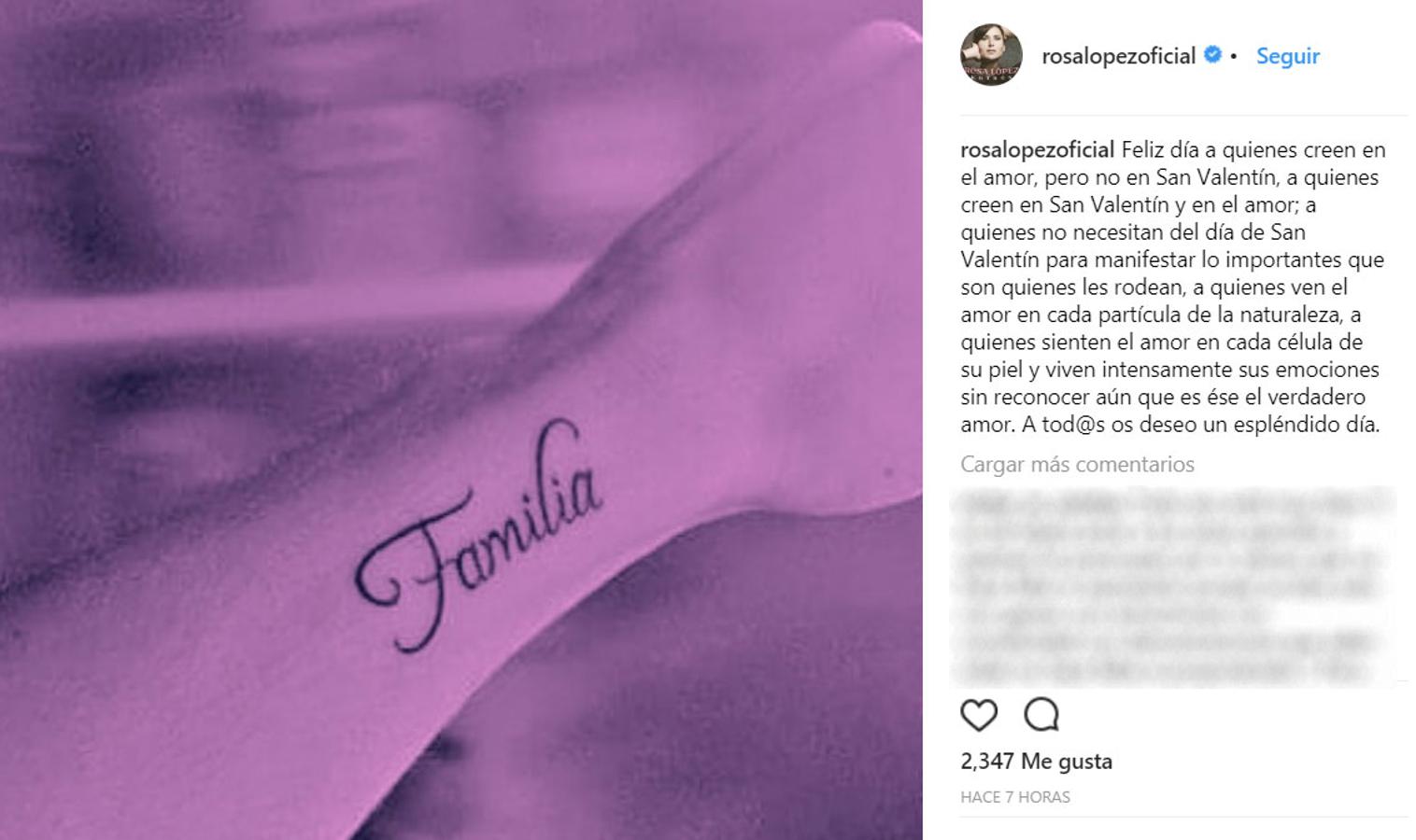 Rosa ha preferido felicitar a los que creen en el amor.