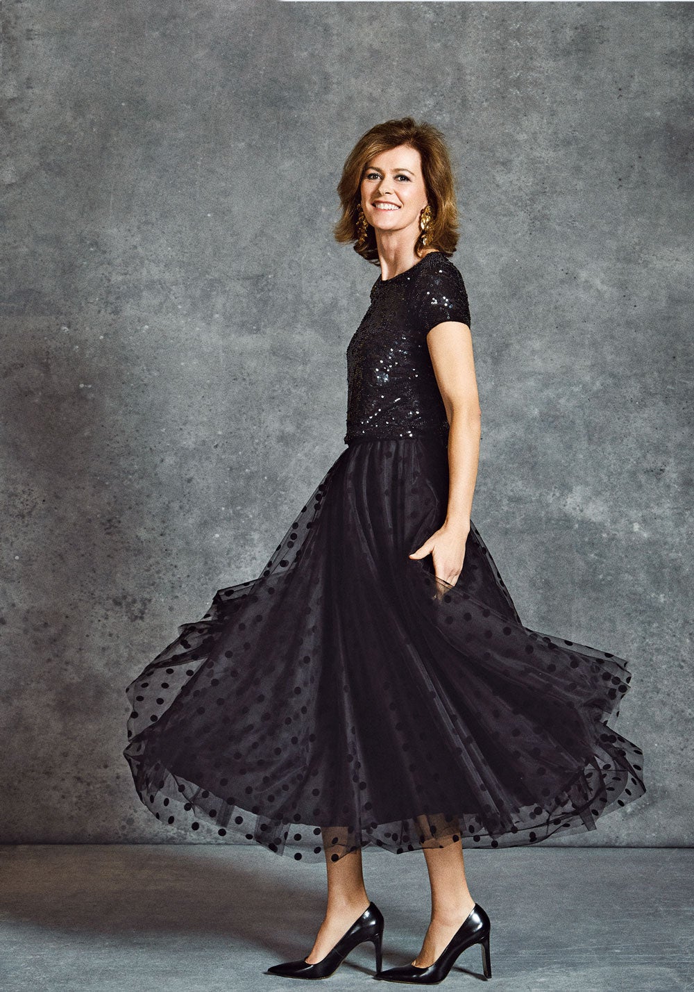 Nuria March con vestido de Parosh.