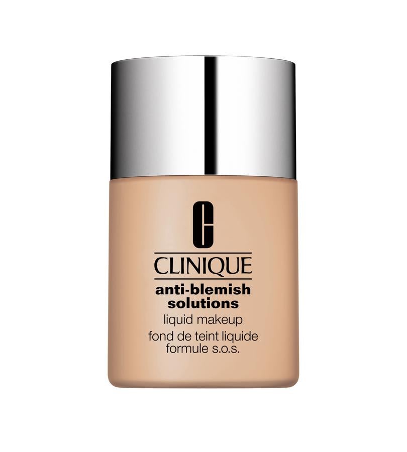 Anti-Blemish Solutions Liquid Makeup de Clinique. Base de maquillaje ligera de larga duración  que corrige y controla el acné gracias a una fórmula específica. (34€)