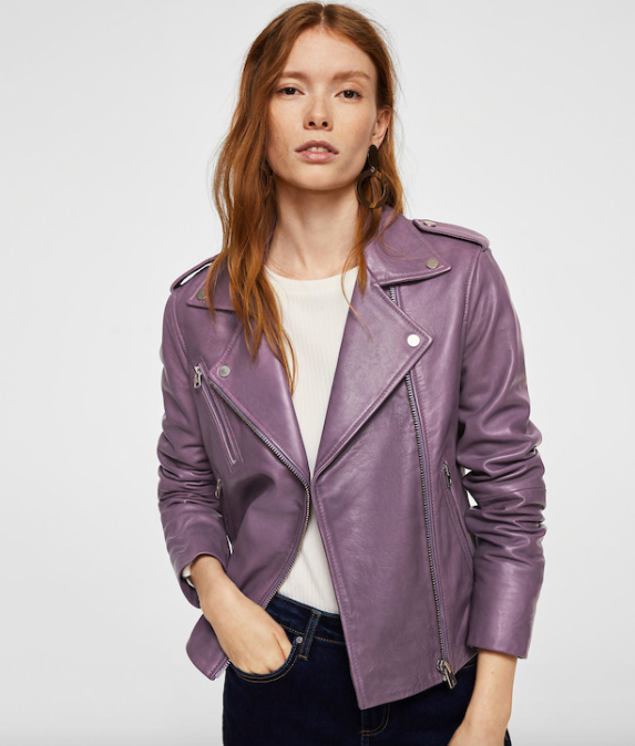 Cazadora biker de piel de Mango, disponible en seis colores más: 99,99 euros.