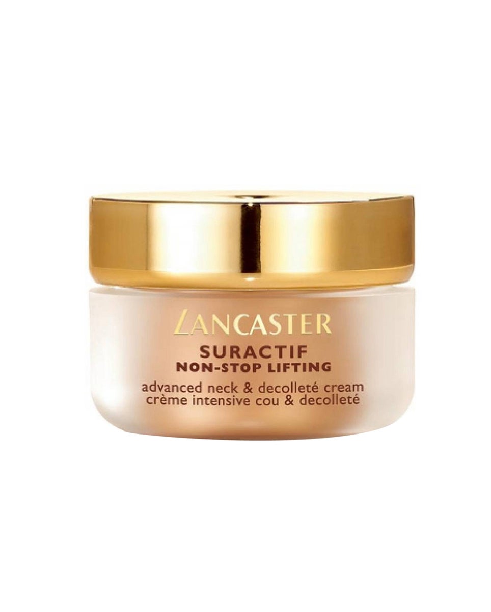 Crema para cuello y escote Suractif Advanced Lancaster. Corrige la flacidez, las manchas oscuras y alisa las arrugas del escote. (78€)