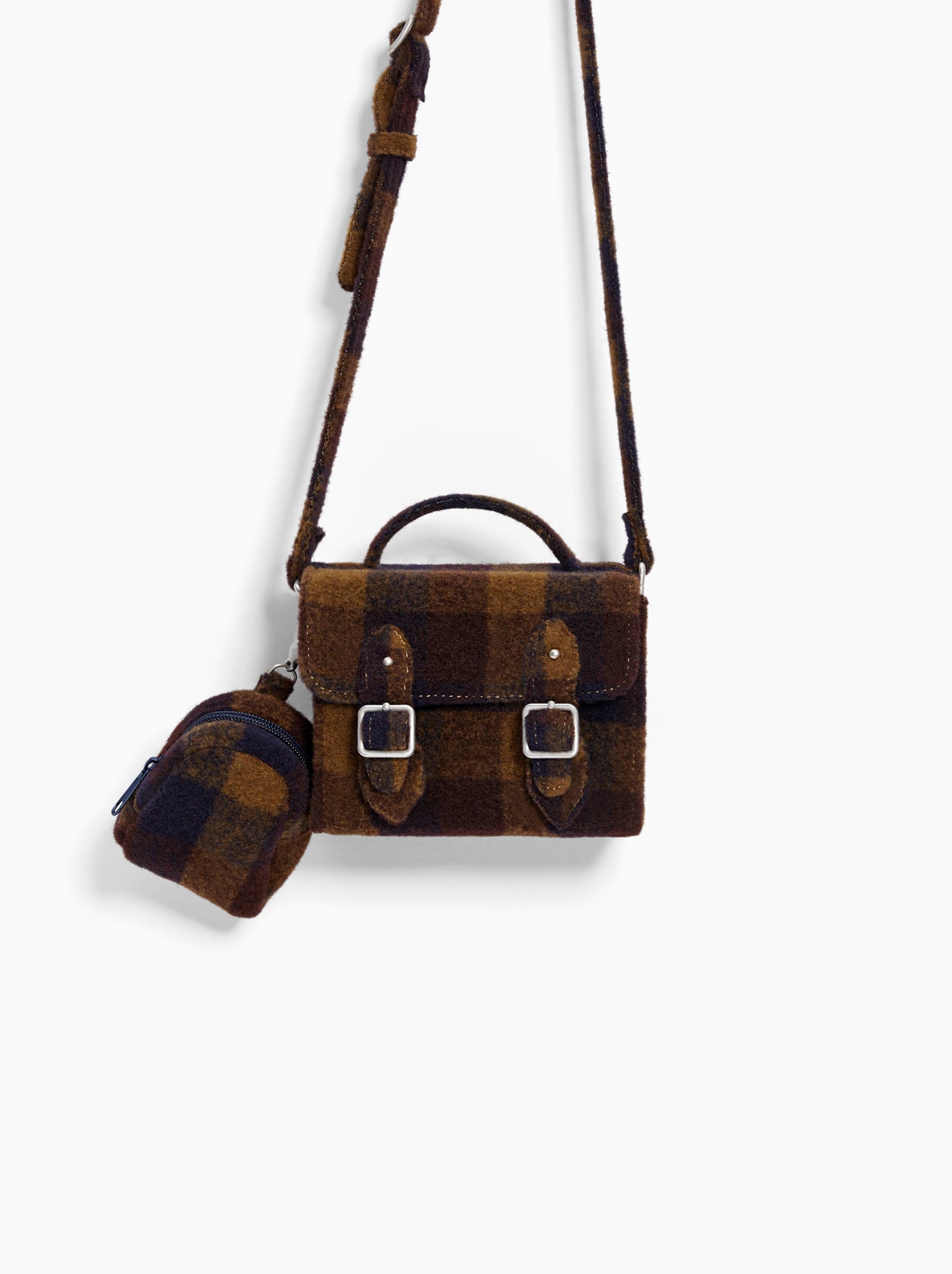 Bolso a cuadros y monedero de Zara Kids: 15,95 euros.