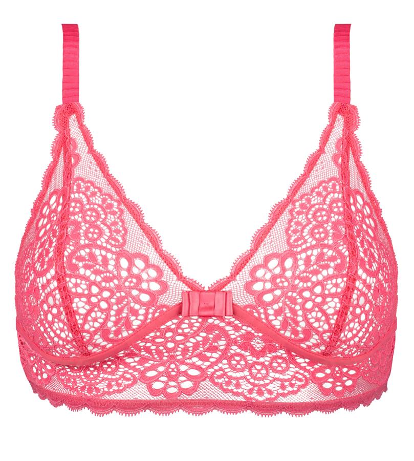 Sujetador de encaje fucsia de Dim. Precio: 26,90 euros.