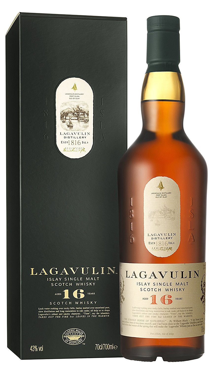 Para los amantes del whisky, Amazon también tiene ofertas. Regala el Día del Padre esta botella de Lagavulin 16 años, un whisky escocés con un rico sabor a turba.