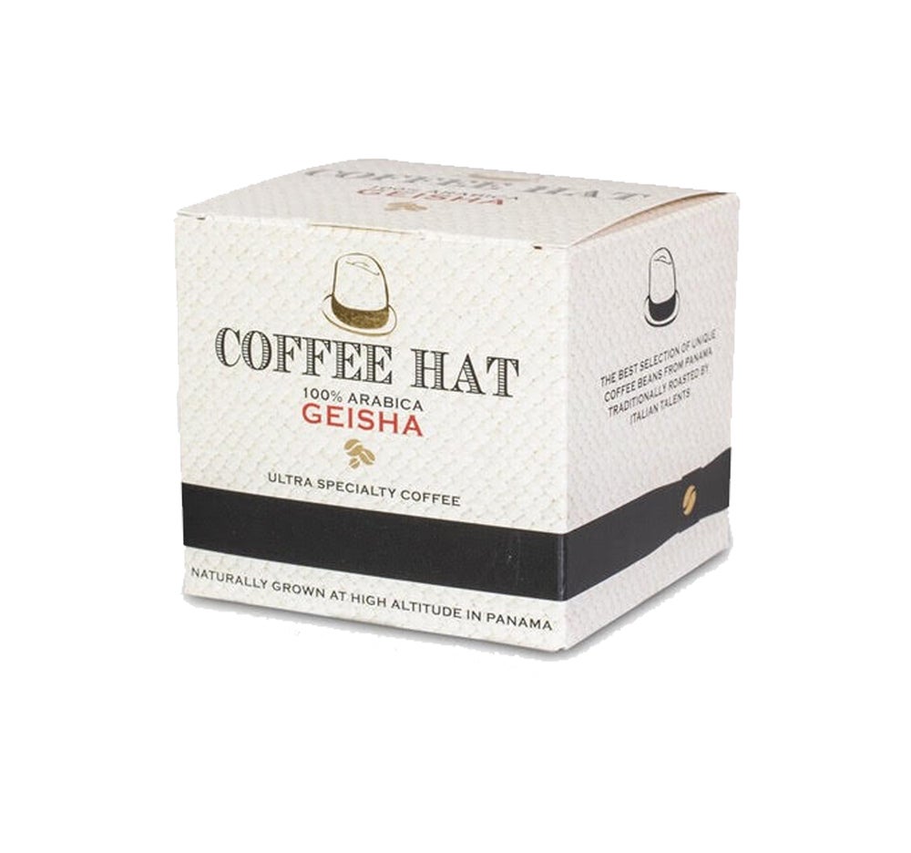 Coffee Hat tiene una variedad especial en su gama: Geisha. Uno de los cafés más caros del mundo. Es compatible con Nespresso y Dolce Gusto. 19€